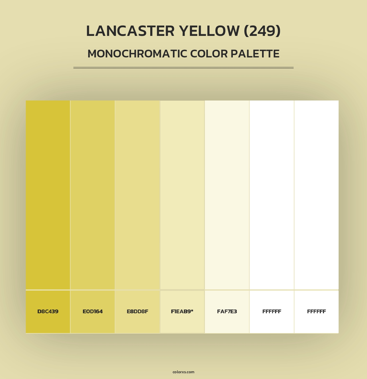 Lancaster Yellow (249) - Monochromatic Color Palette