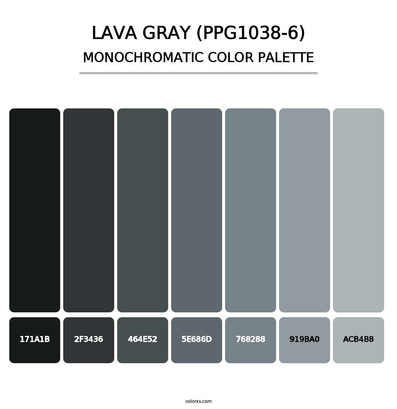 Lava Gray (PPG1038-6) - Monochromatic Color Palette