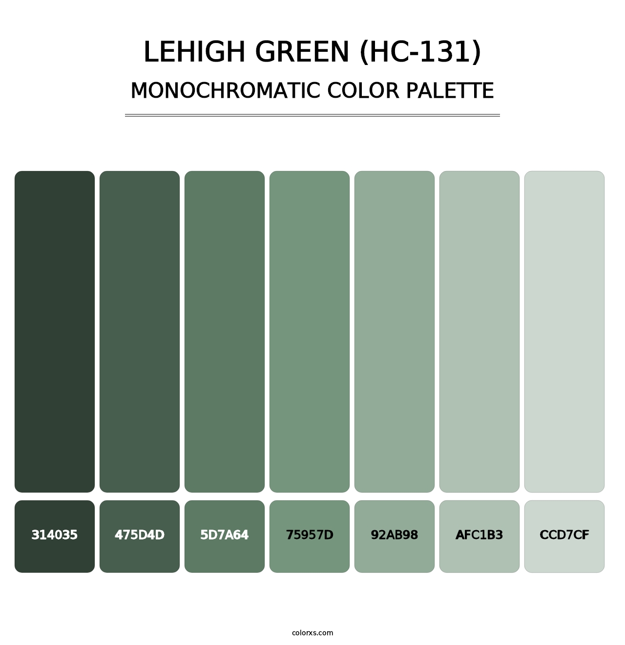 Lehigh Green (HC-131) - Monochromatic Color Palette