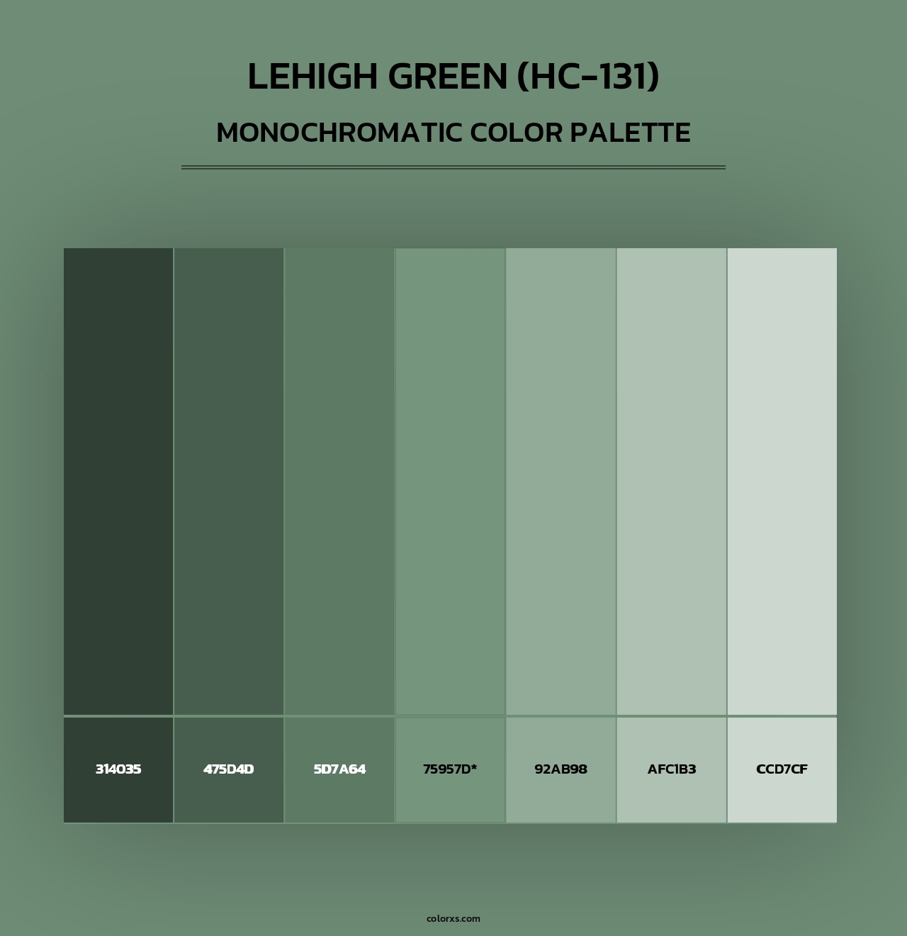 Lehigh Green (HC-131) - Monochromatic Color Palette