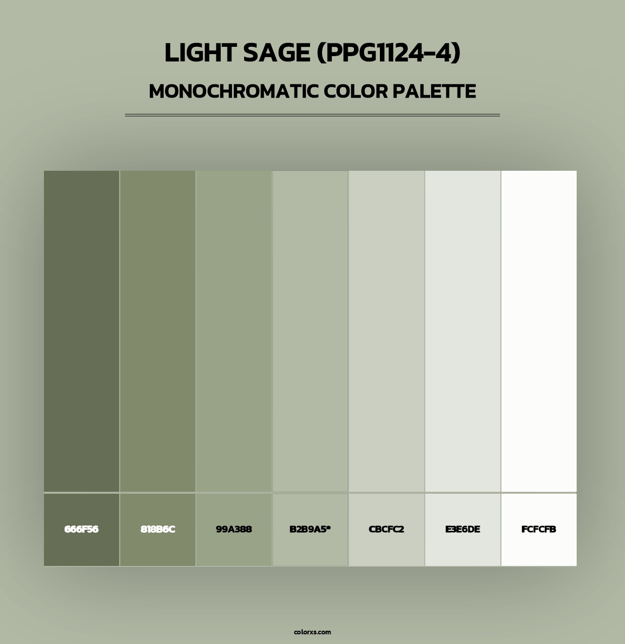 Light Sage (PPG1124-4) - Monochromatic Color Palette