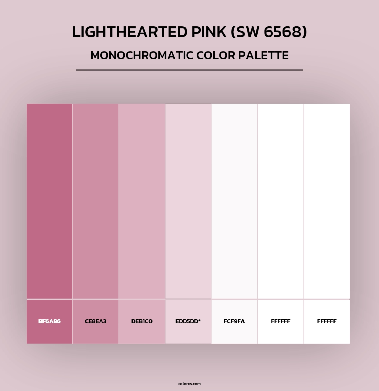 Lighthearted Pink (SW 6568) - Monochromatic Color Palette