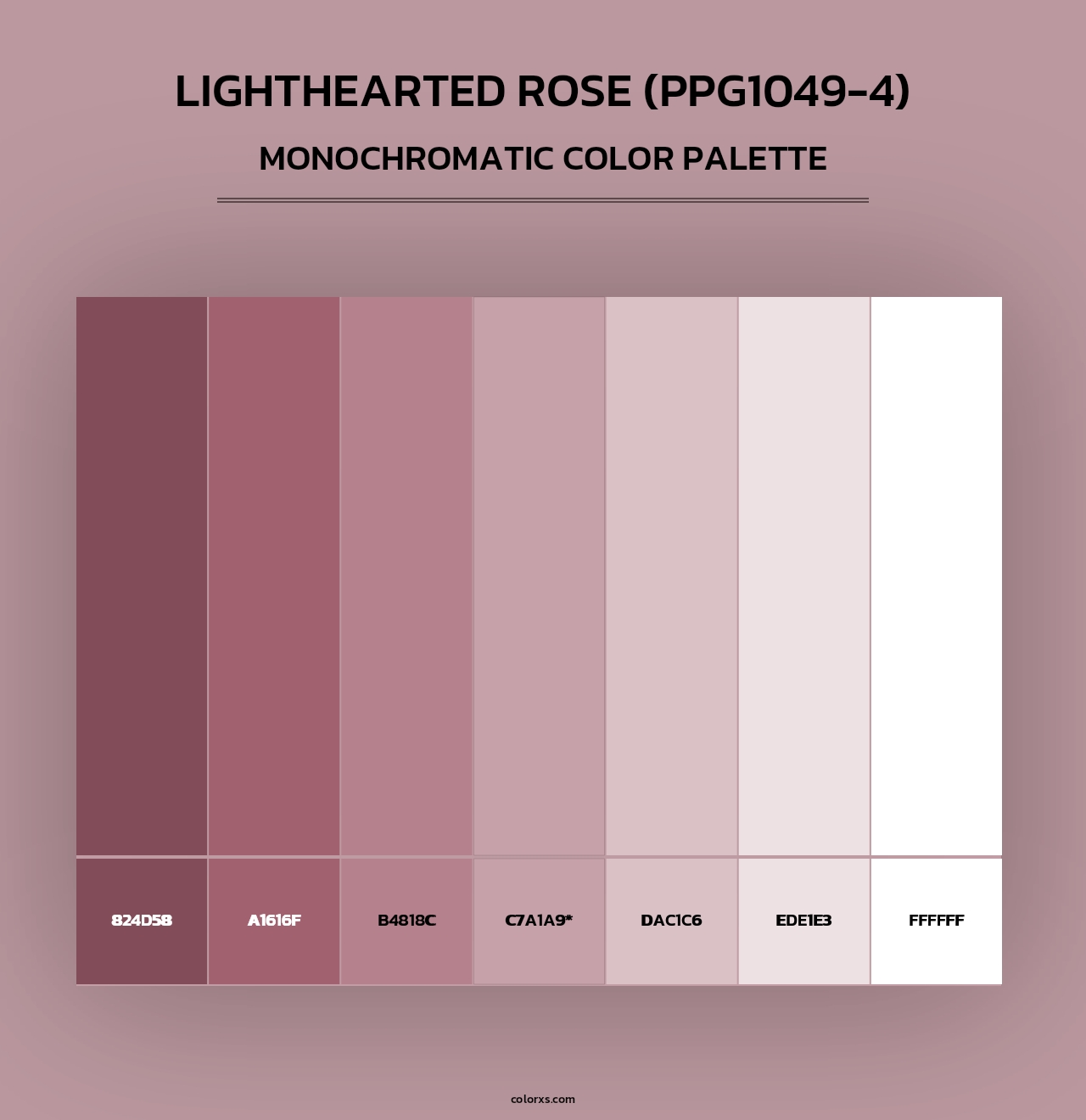Lighthearted Rose (PPG1049-4) - Monochromatic Color Palette
