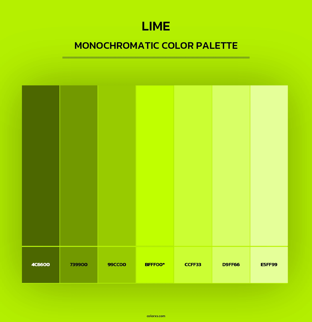 Lime - Monochromatic Color Palette