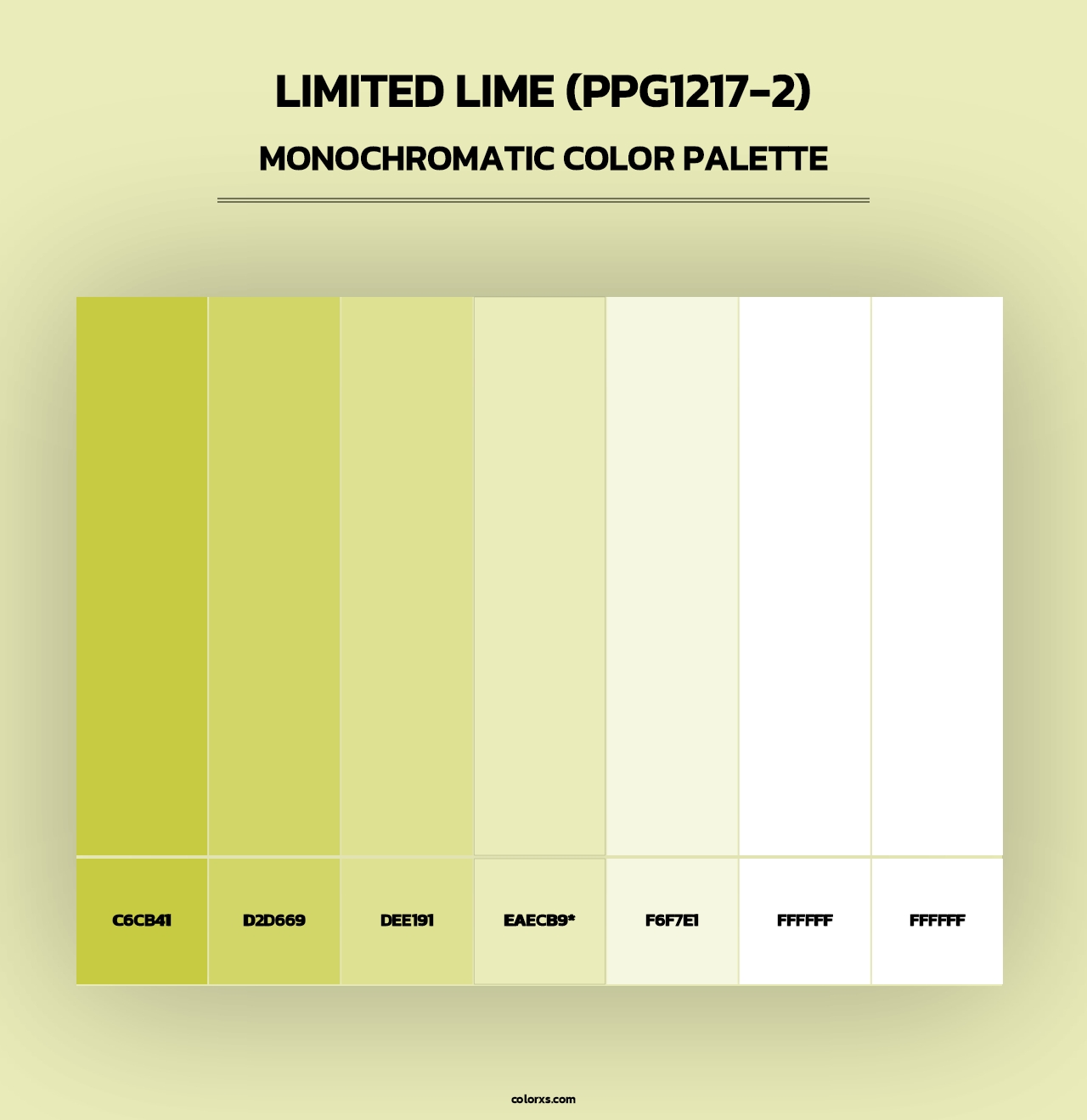 Limited Lime (PPG1217-2) - Monochromatic Color Palette