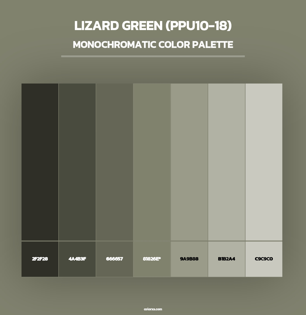 Lizard Green (PPU10-18) - Monochromatic Color Palette