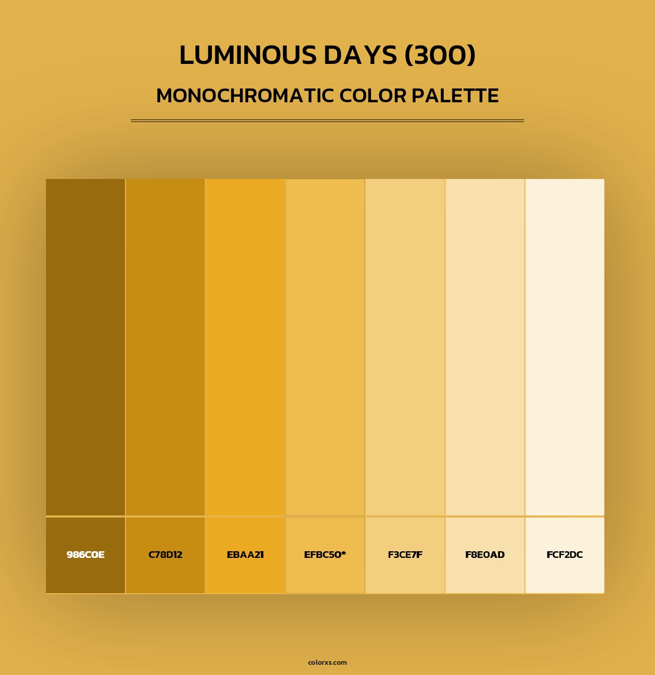 Luminous Days (300) - Monochromatic Color Palette