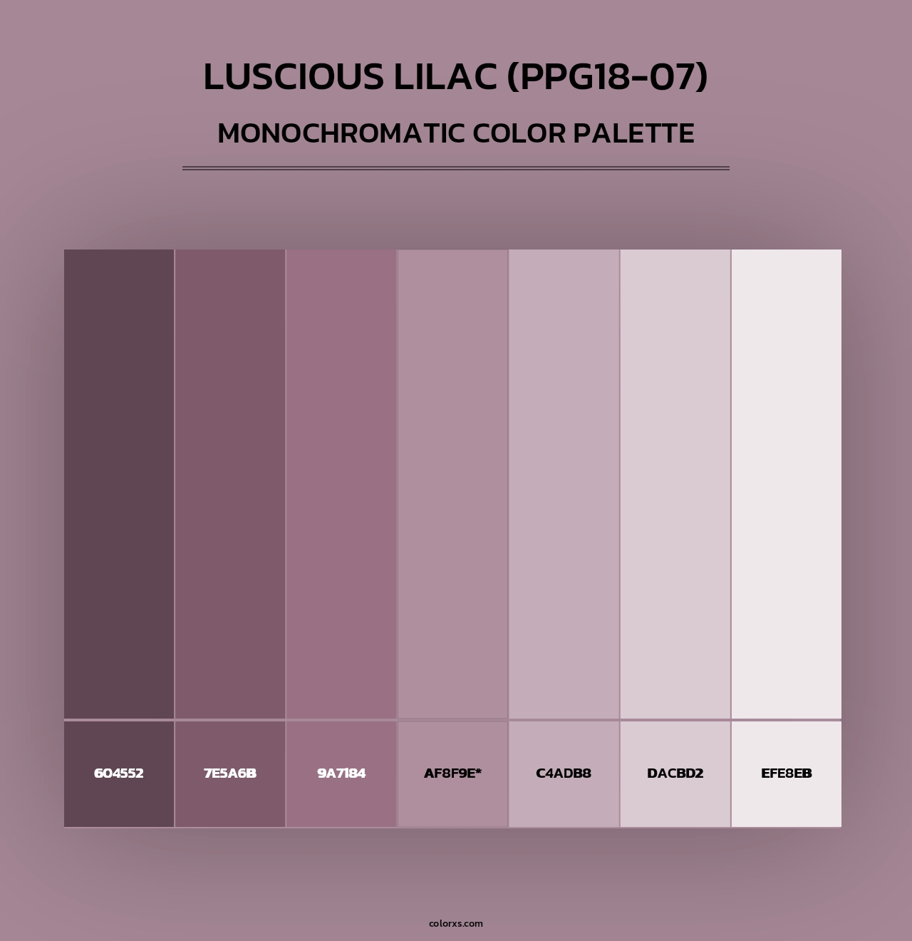 Luscious Lilac (PPG18-07) - Monochromatic Color Palette