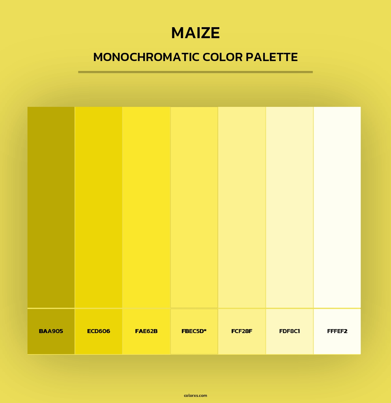 Maize - Monochromatic Color Palette