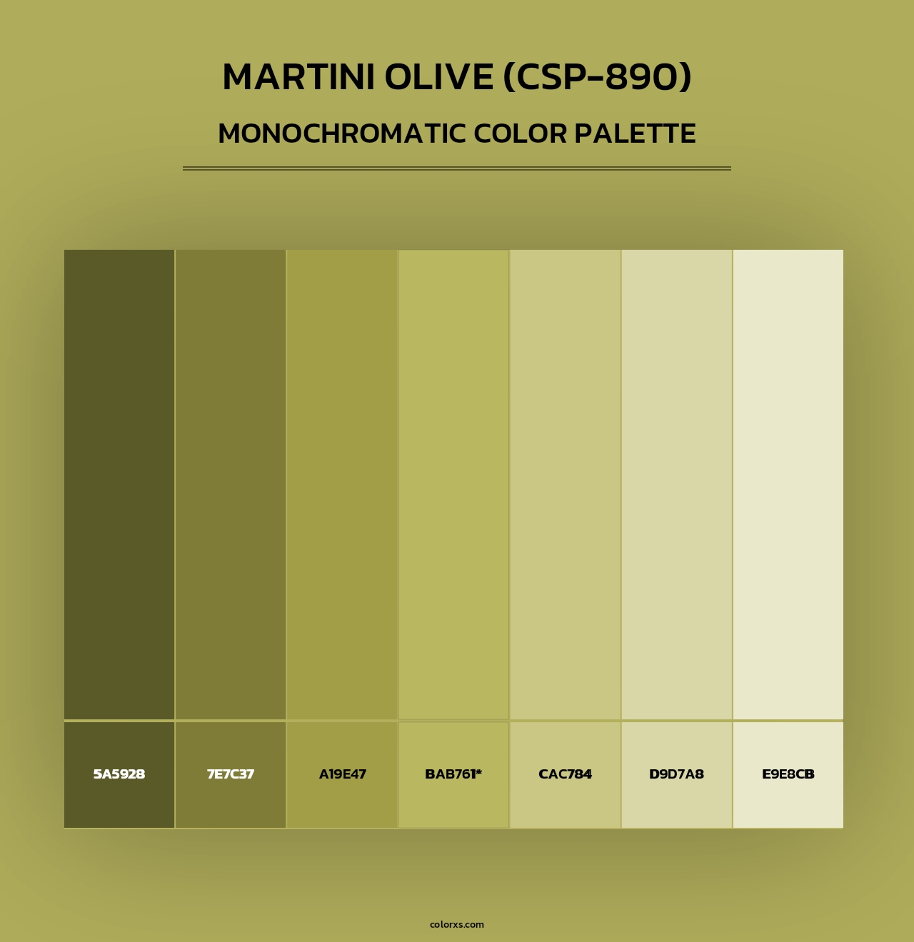Martini Olive (CSP-890) - Monochromatic Color Palette