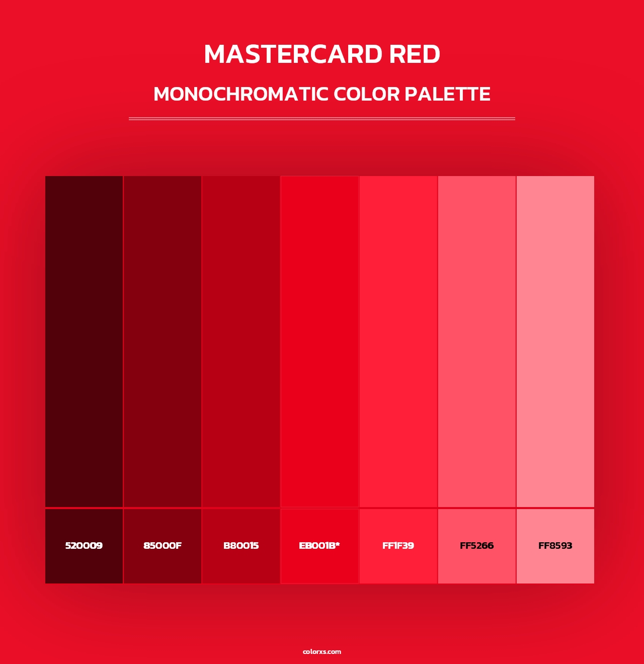 Mastercard Red - Monochromatic Color Palette