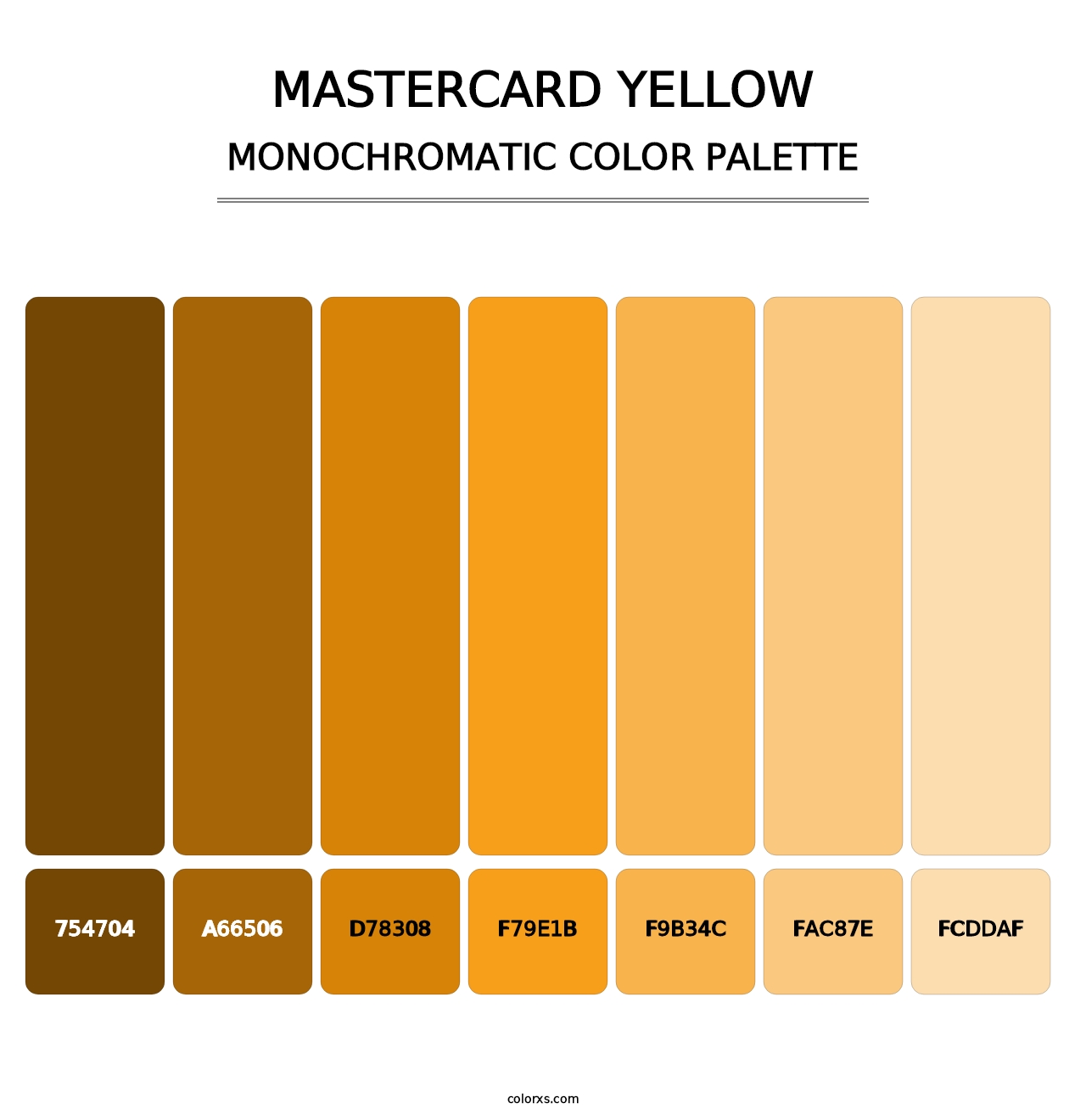 Mastercard Yellow - Monochromatic Color Palette