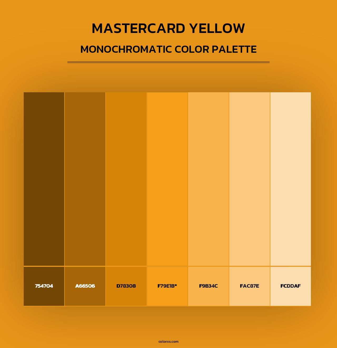 Mastercard Yellow - Monochromatic Color Palette
