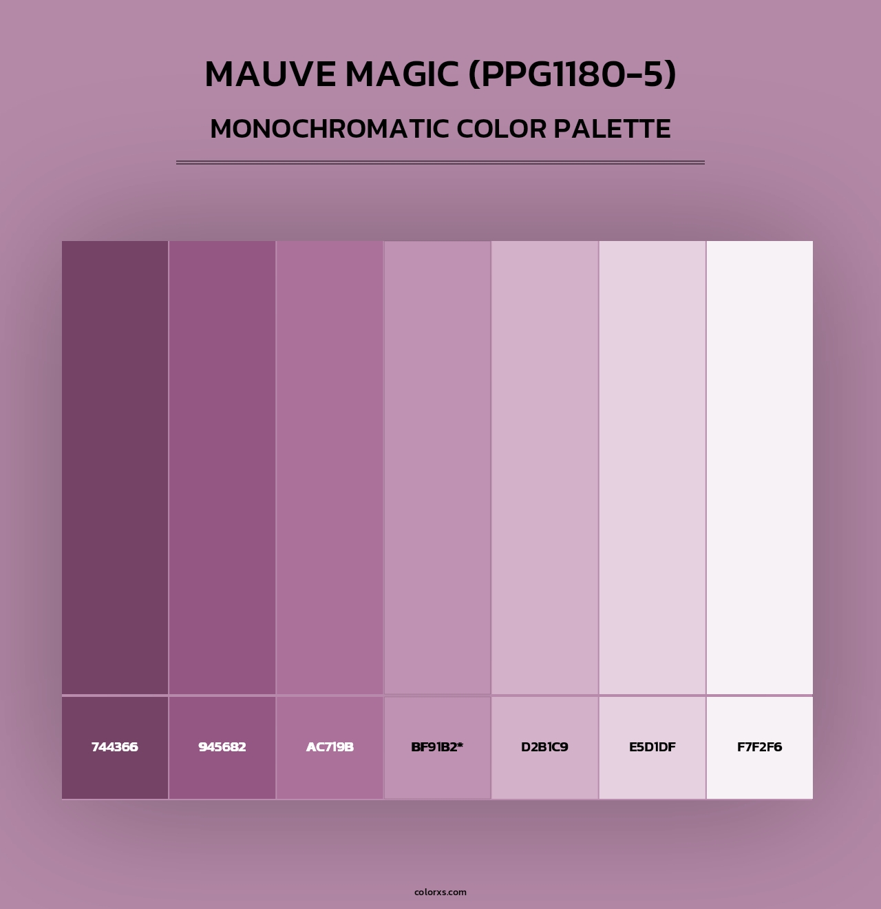 Mauve Magic (PPG1180-5) - Monochromatic Color Palette