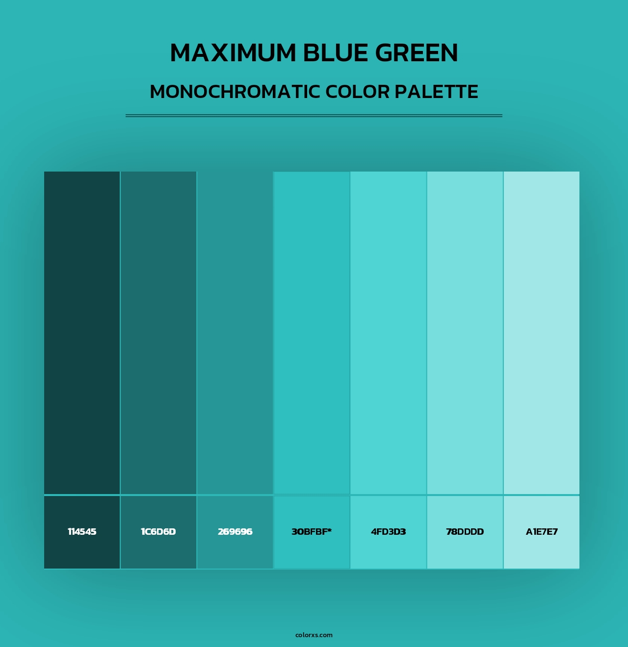 Maximum Blue Green - Monochromatic Color Palette