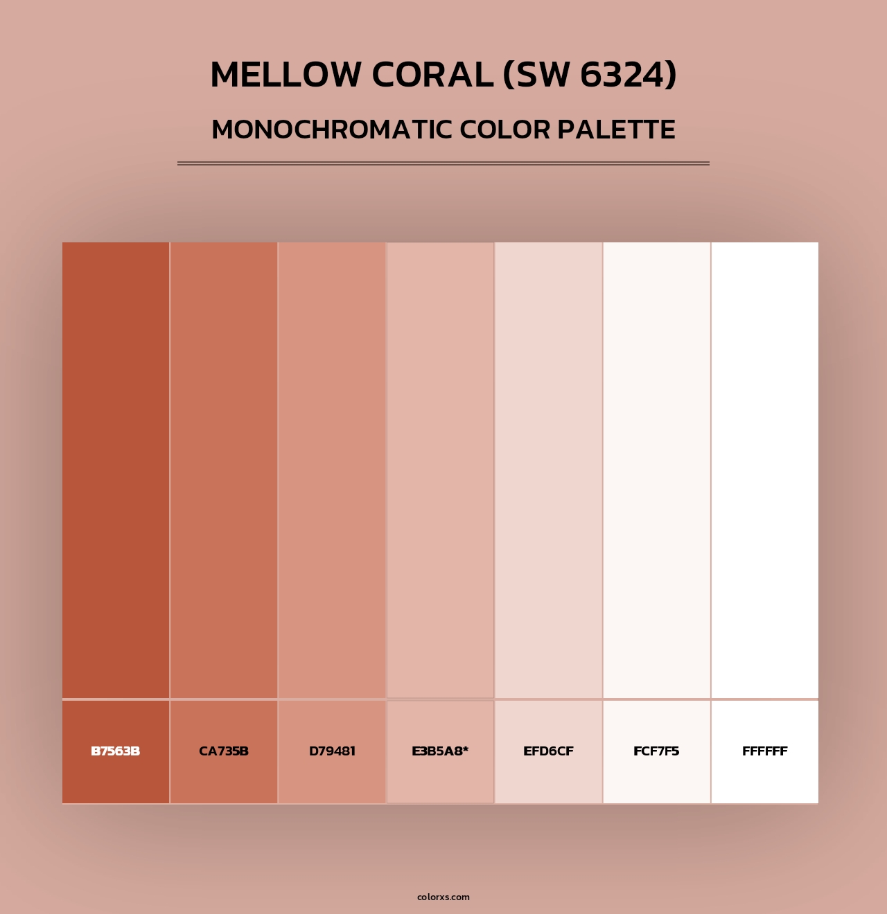 Mellow Coral (SW 6324) - Monochromatic Color Palette