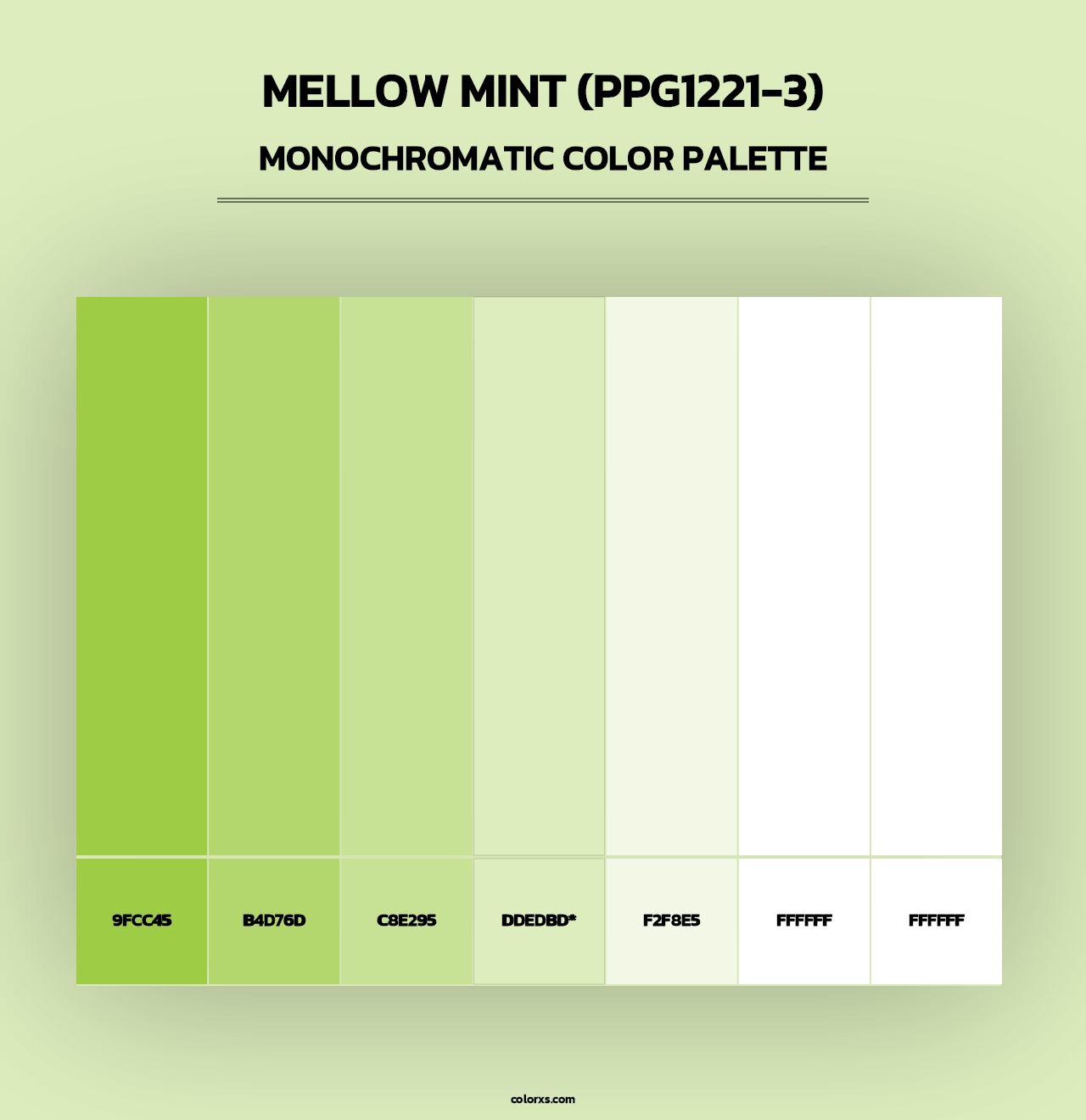 Mellow Mint (PPG1221-3) - Monochromatic Color Palette
