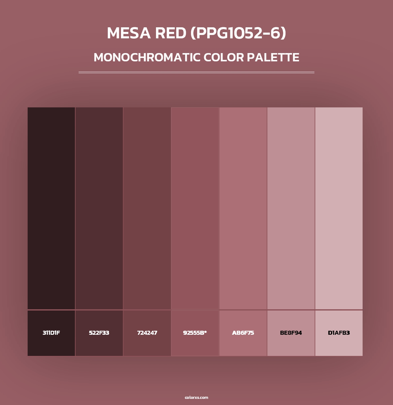Mesa Red (PPG1052-6) - Monochromatic Color Palette