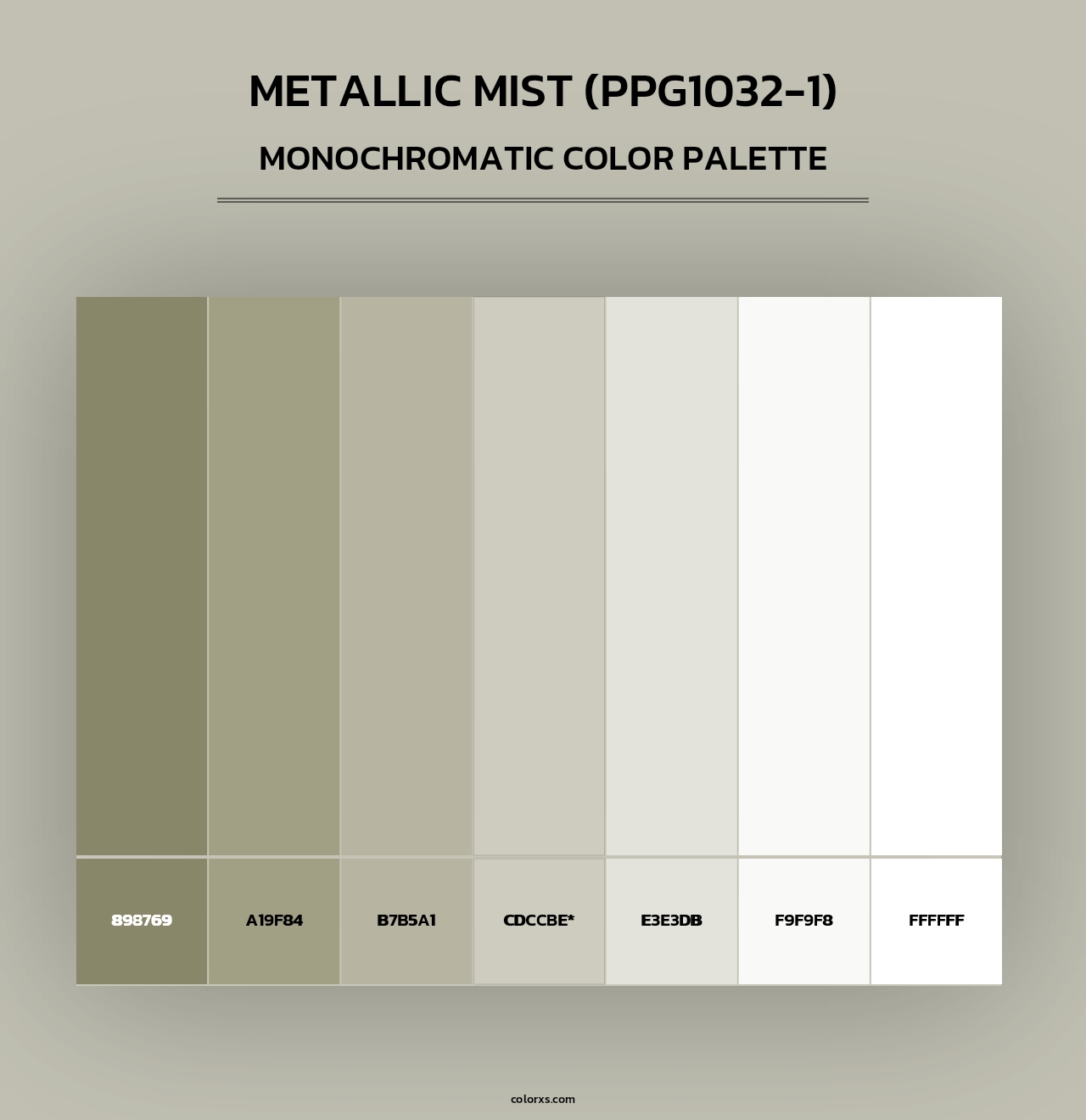 Metallic Mist (PPG1032-1) - Monochromatic Color Palette