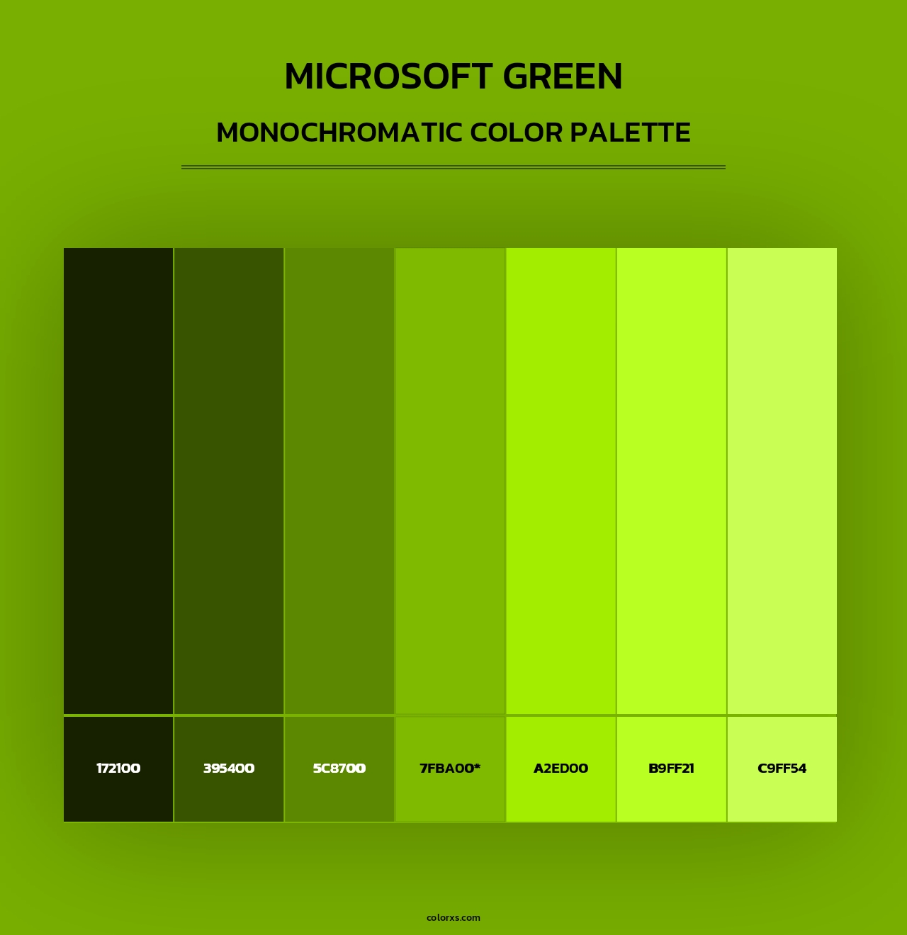Microsoft Green - Monochromatic Color Palette