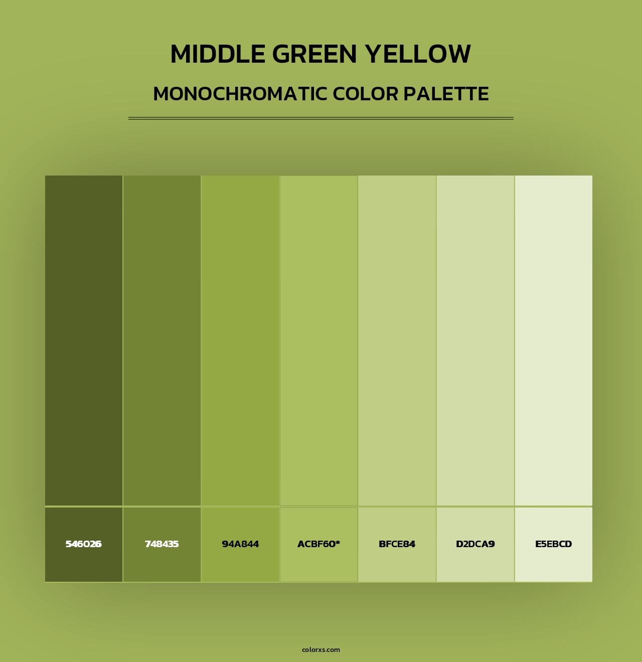 Middle Green Yellow - Monochromatic Color Palette