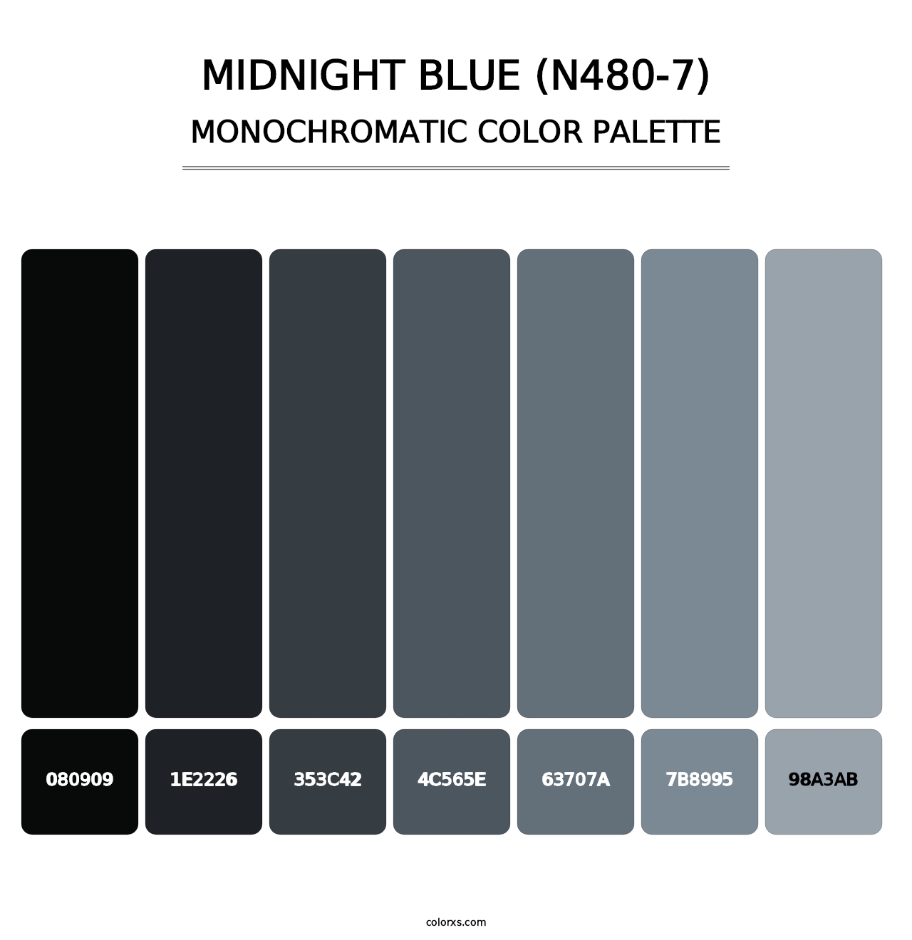Midnight Blue (N480-7) - Monochromatic Color Palette