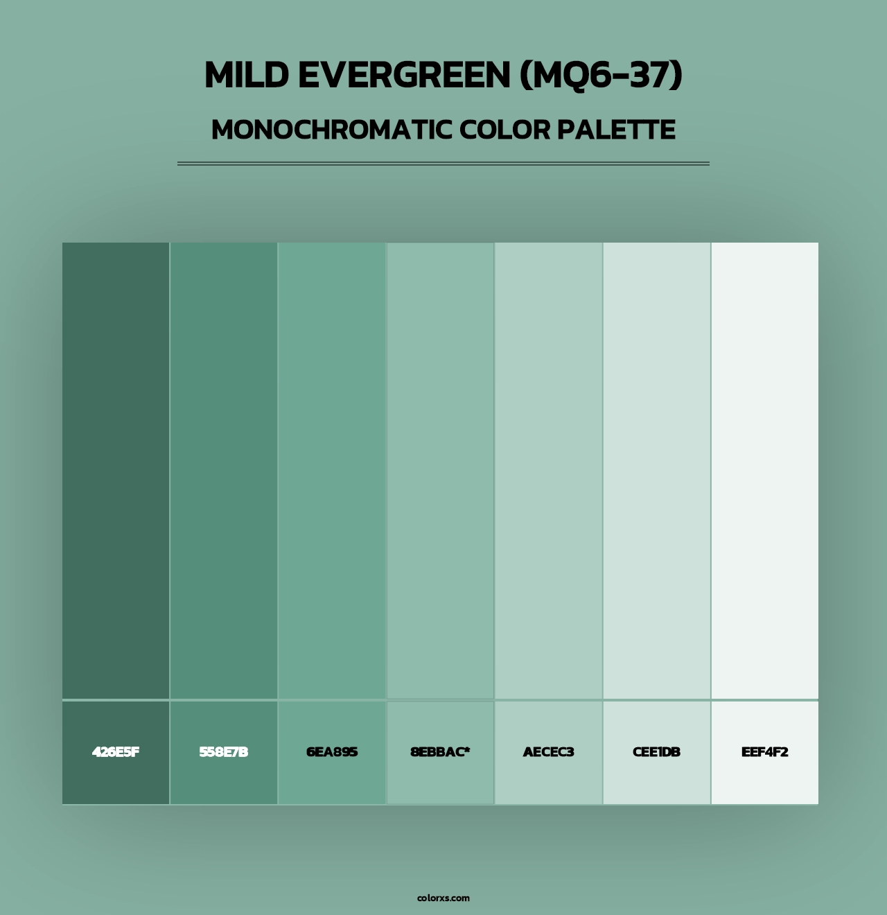 Mild Evergreen (MQ6-37) - Monochromatic Color Palette