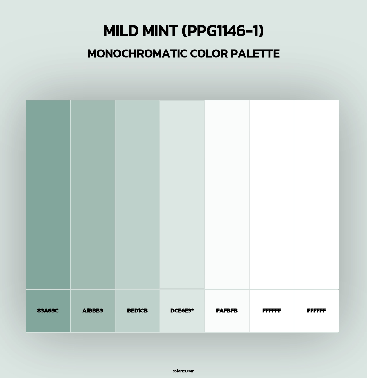 Mild Mint (PPG1146-1) - Monochromatic Color Palette