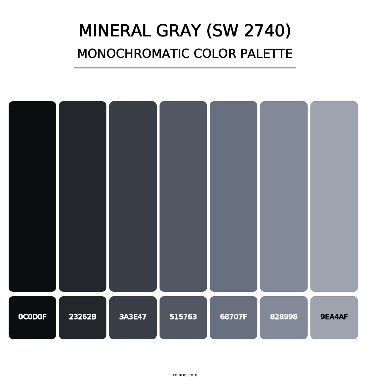 Mineral Gray (SW 2740) - Monochromatic Color Palette