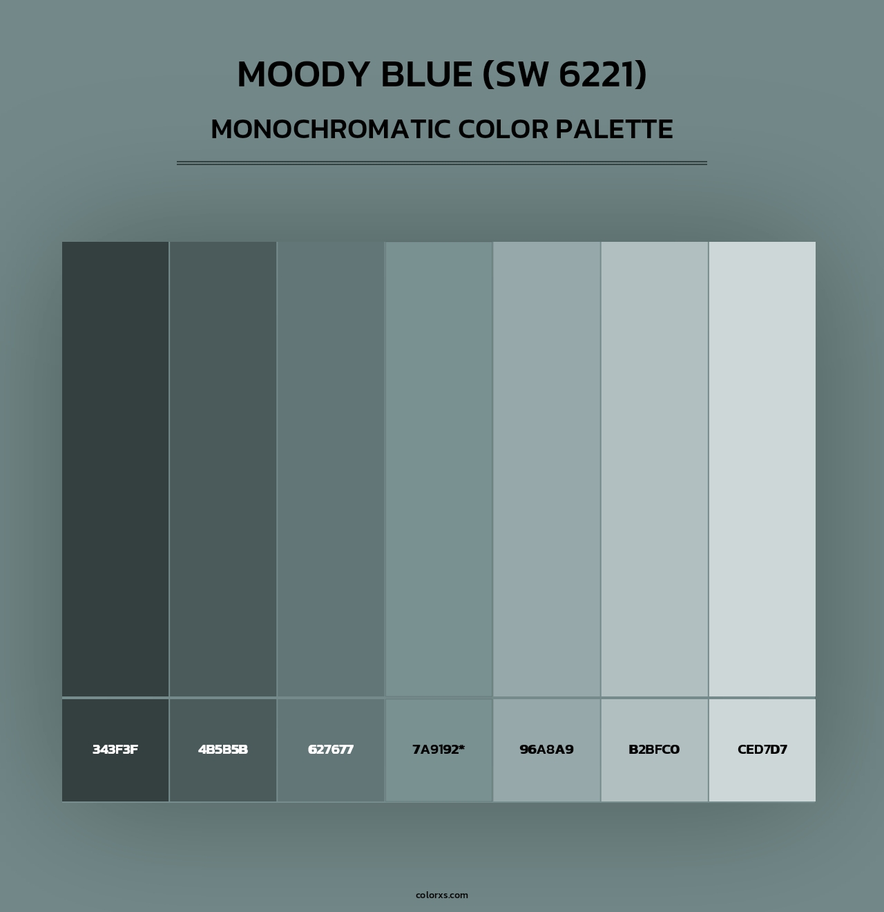 Moody Blue (SW 6221) - Monochromatic Color Palette