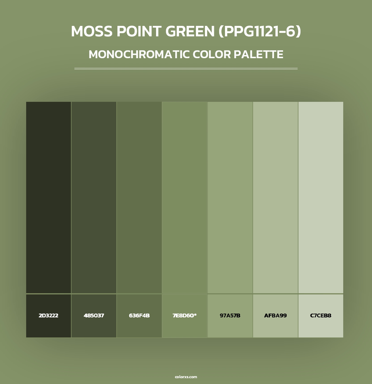 Moss Point Green (PPG1121-6) - Monochromatic Color Palette