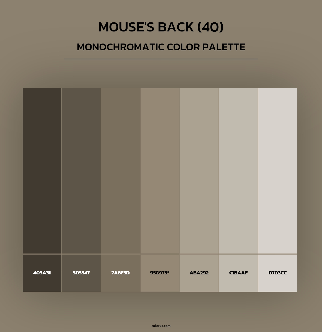 Mouse's Back (40) - Monochromatic Color Palette