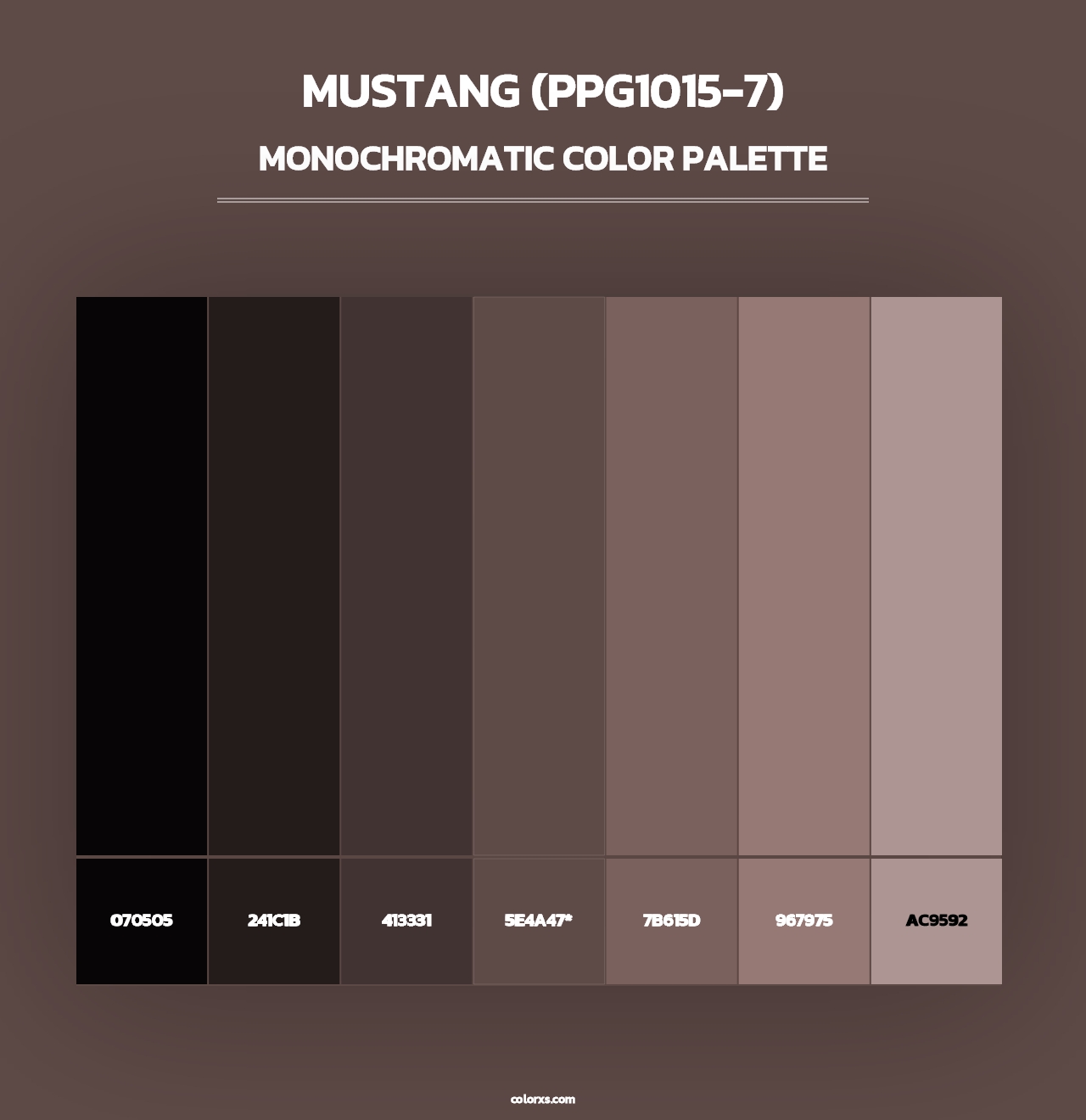 Mustang (PPG1015-7) - Monochromatic Color Palette