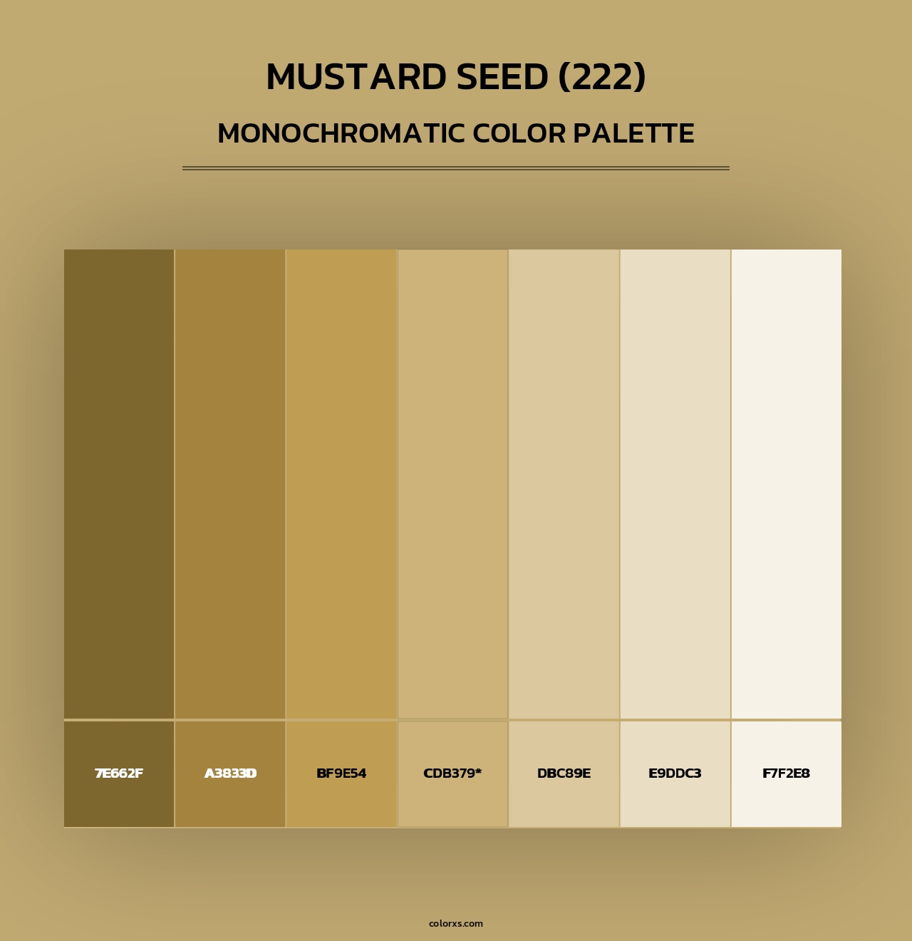Mustard Seed (222) - Monochromatic Color Palette