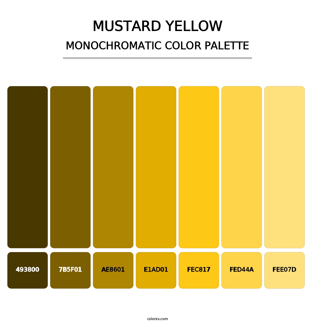 Mustard Yellow - Monochromatic Color Palette
