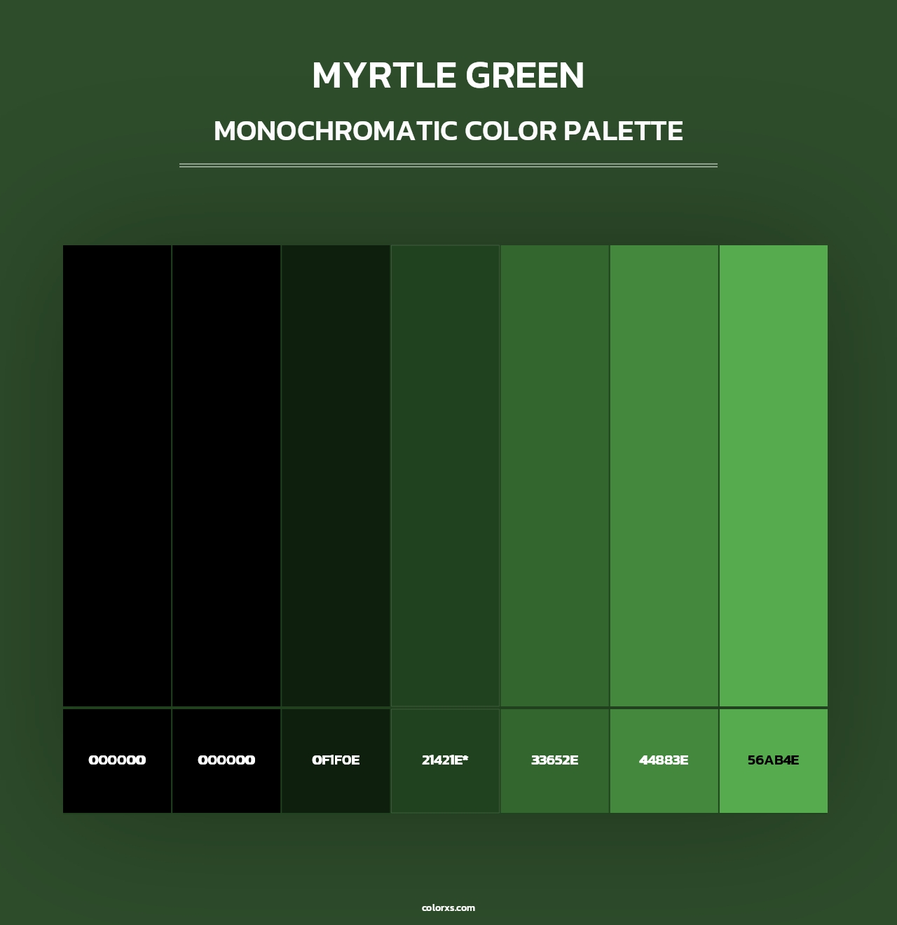 Myrtle Green - Monochromatic Color Palette