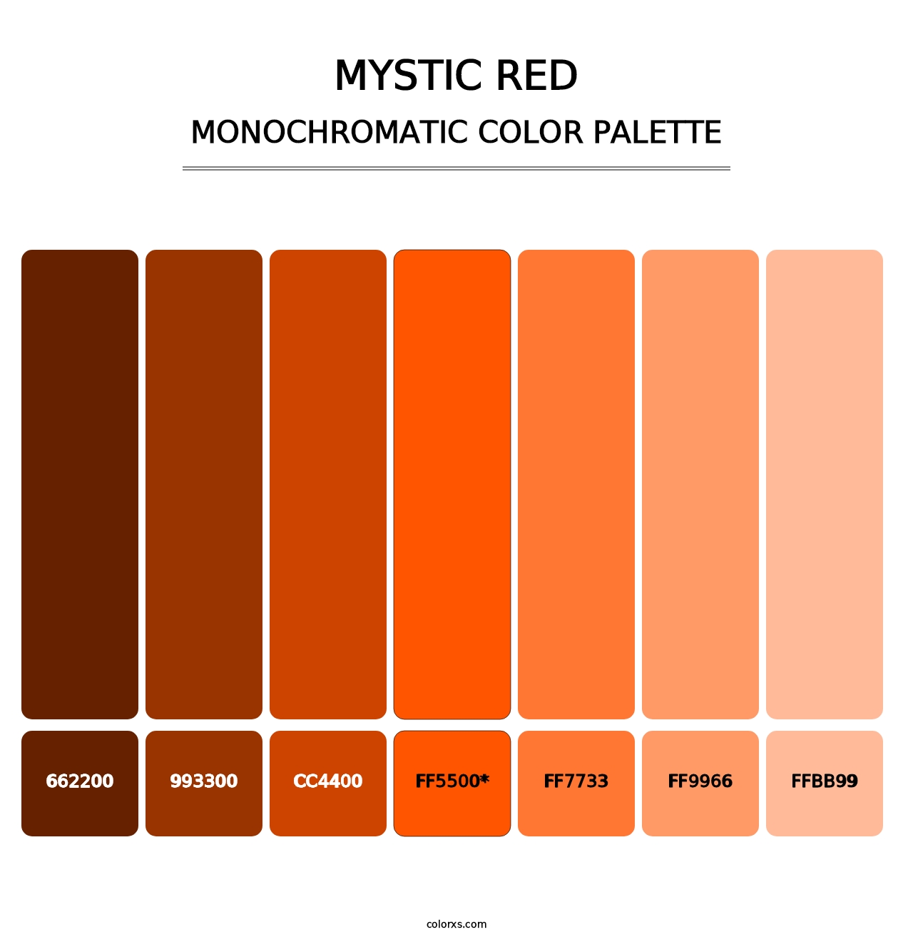 Mystic Red - Monochromatic Color Palette