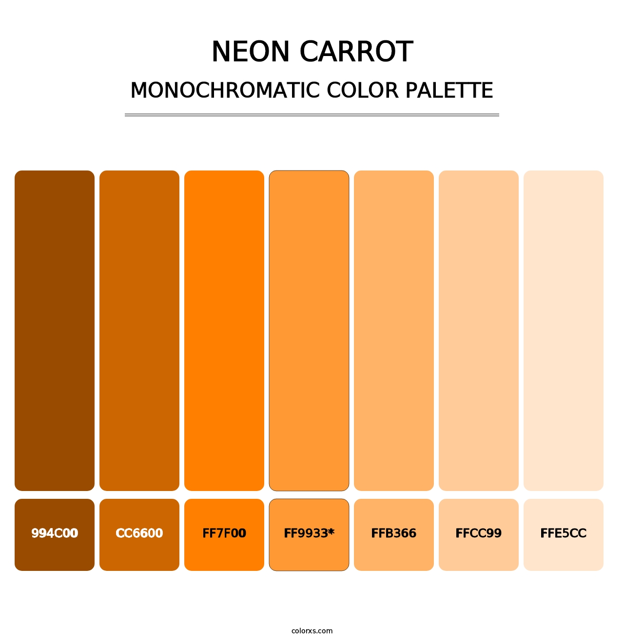 Neon Carrot - Monochromatic Color Palette