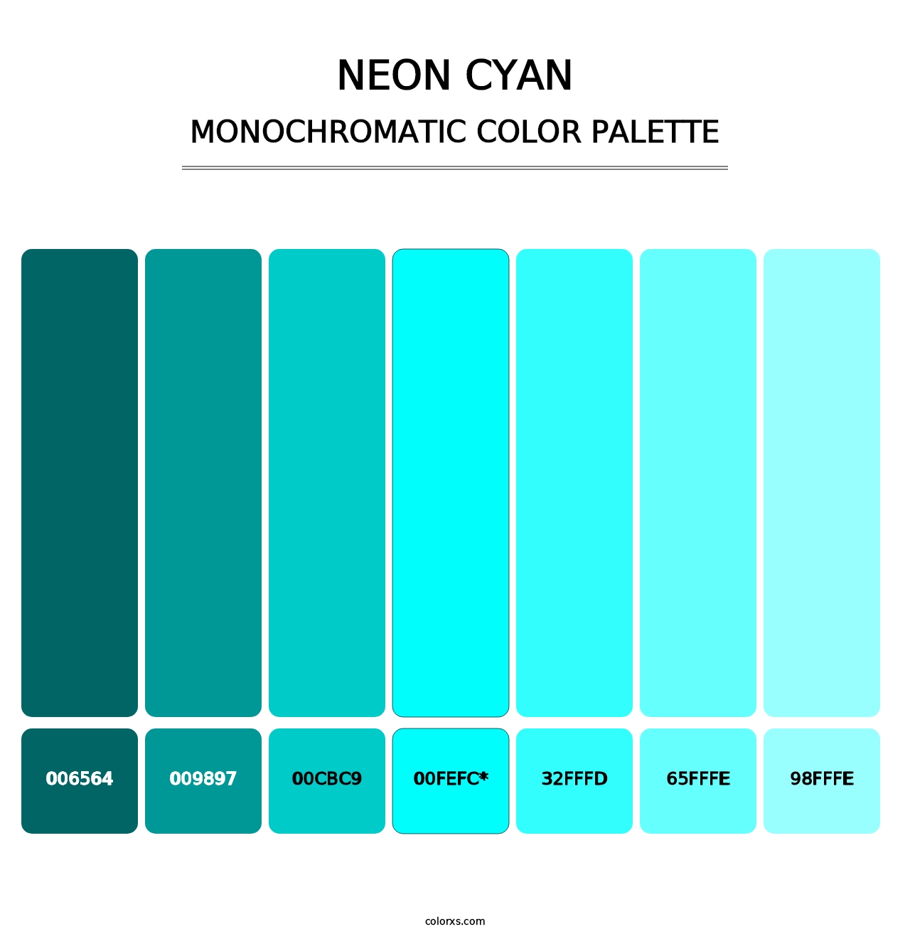 Neon Cyan - Monochromatic Color Palette