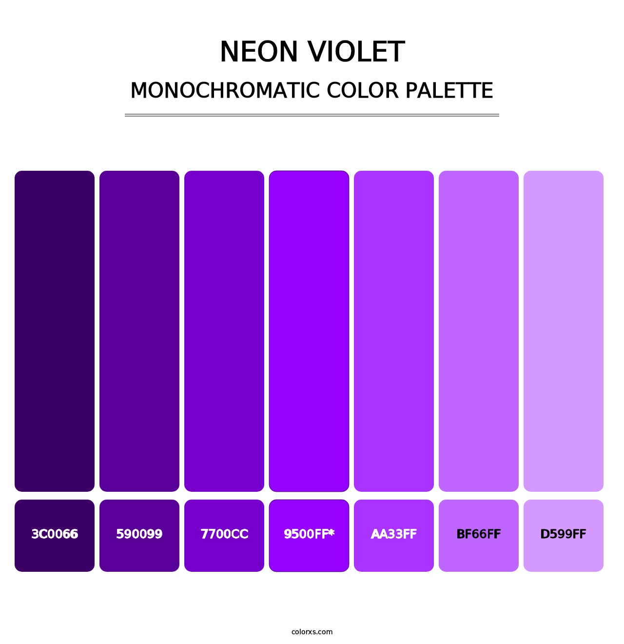 Neon Violet - Monochromatic Color Palette