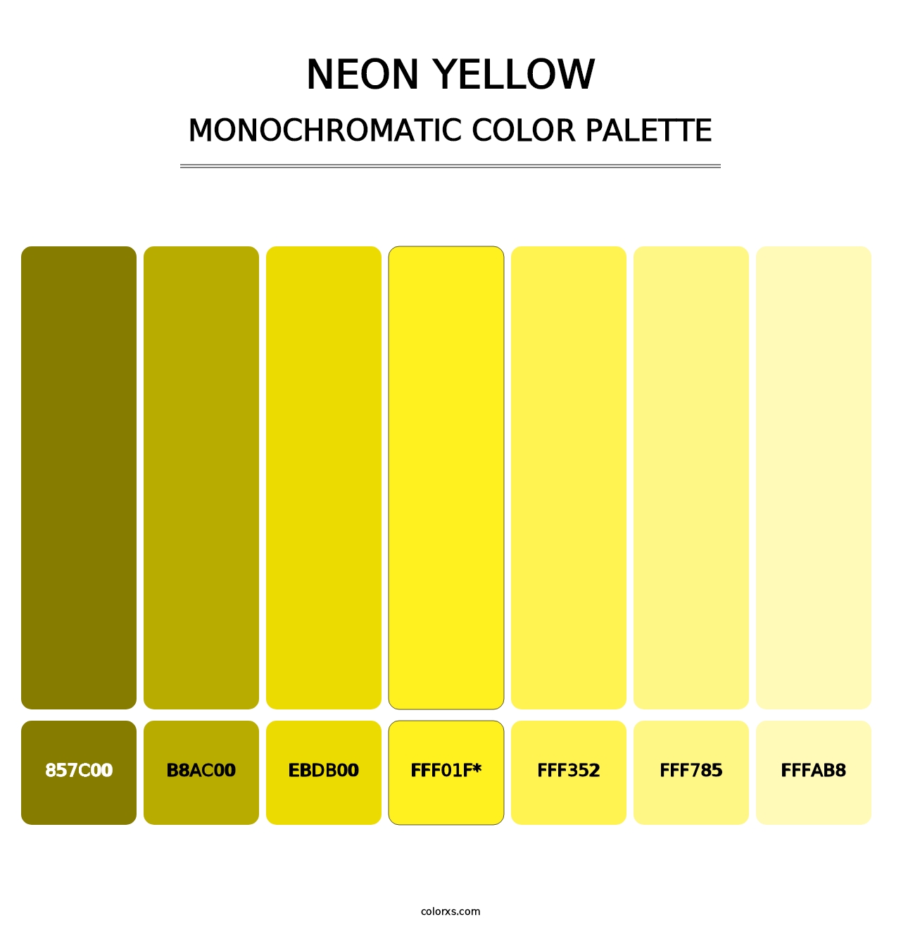 Neon Yellow - Monochromatic Color Palette