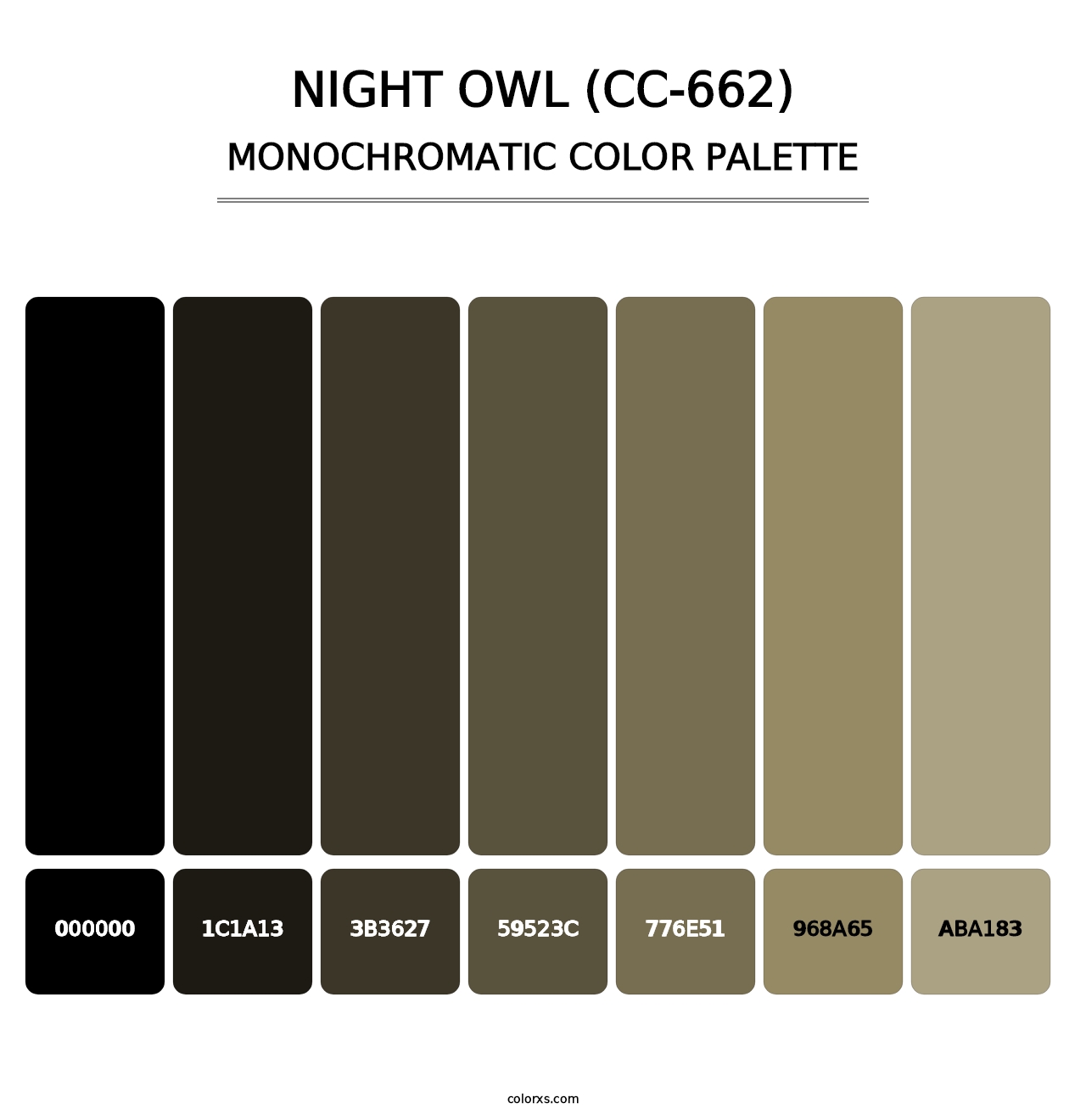 Night Owl (CC-662) - Monochromatic Color Palette
