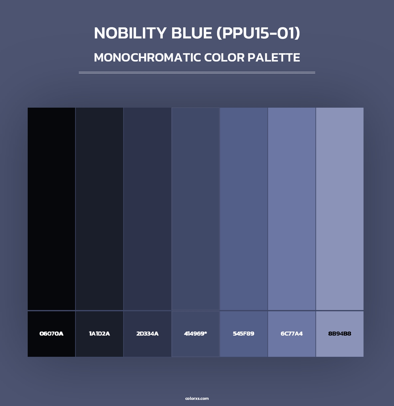 Nobility Blue (PPU15-01) - Monochromatic Color Palette