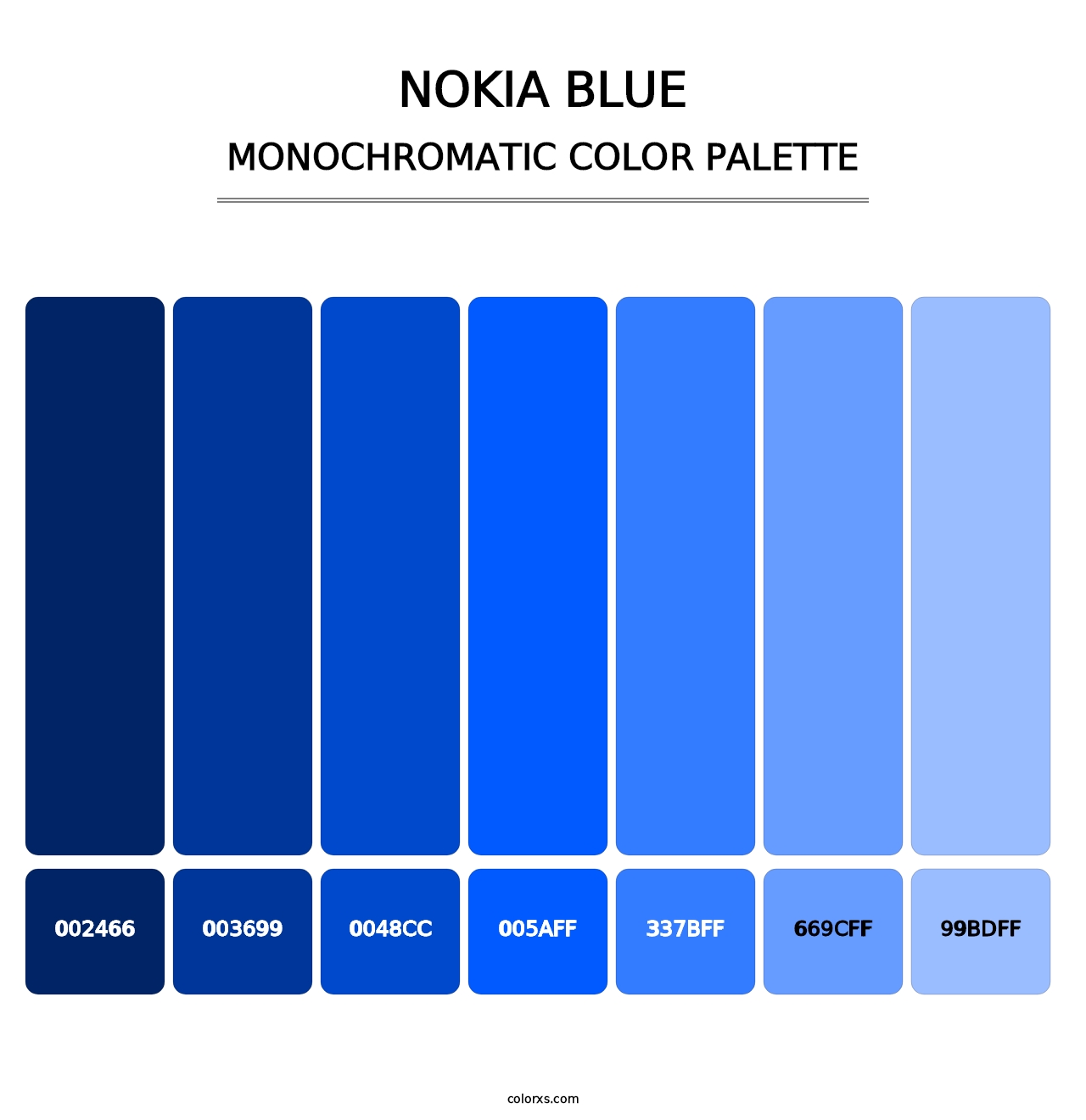 Nokia Blue - Monochromatic Color Palette