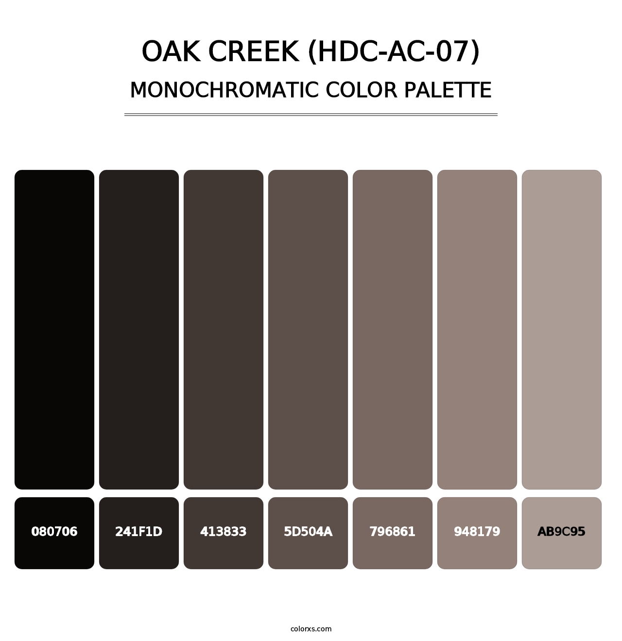 Oak Creek (HDC-AC-07) - Monochromatic Color Palette