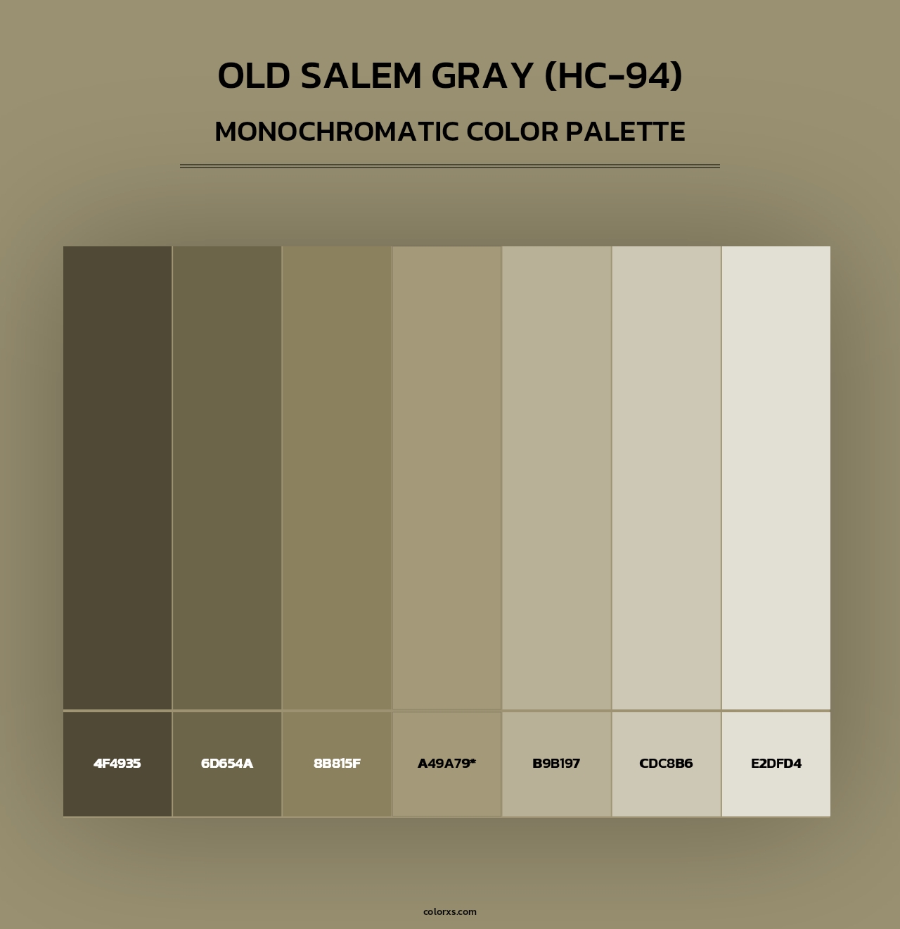 Old Salem Gray (HC-94) - Monochromatic Color Palette