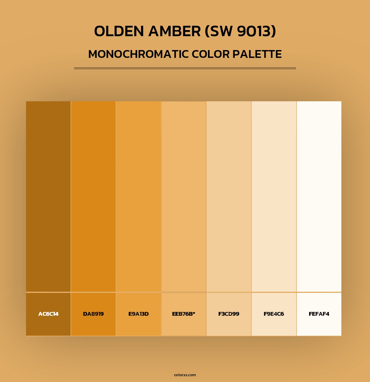 Olden Amber (SW 9013) - Monochromatic Color Palette