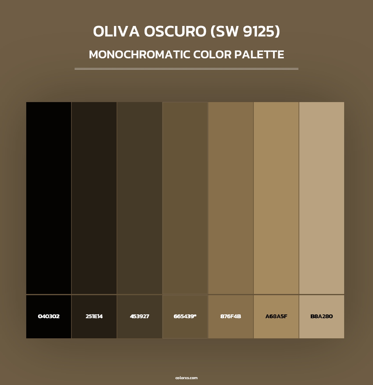 Oliva Oscuro (SW 9125) - Monochromatic Color Palette