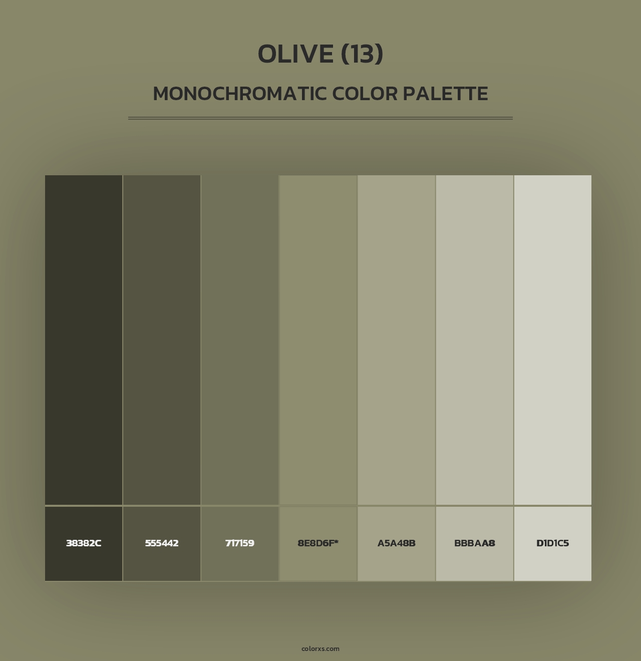 Olive (13) - Monochromatic Color Palette