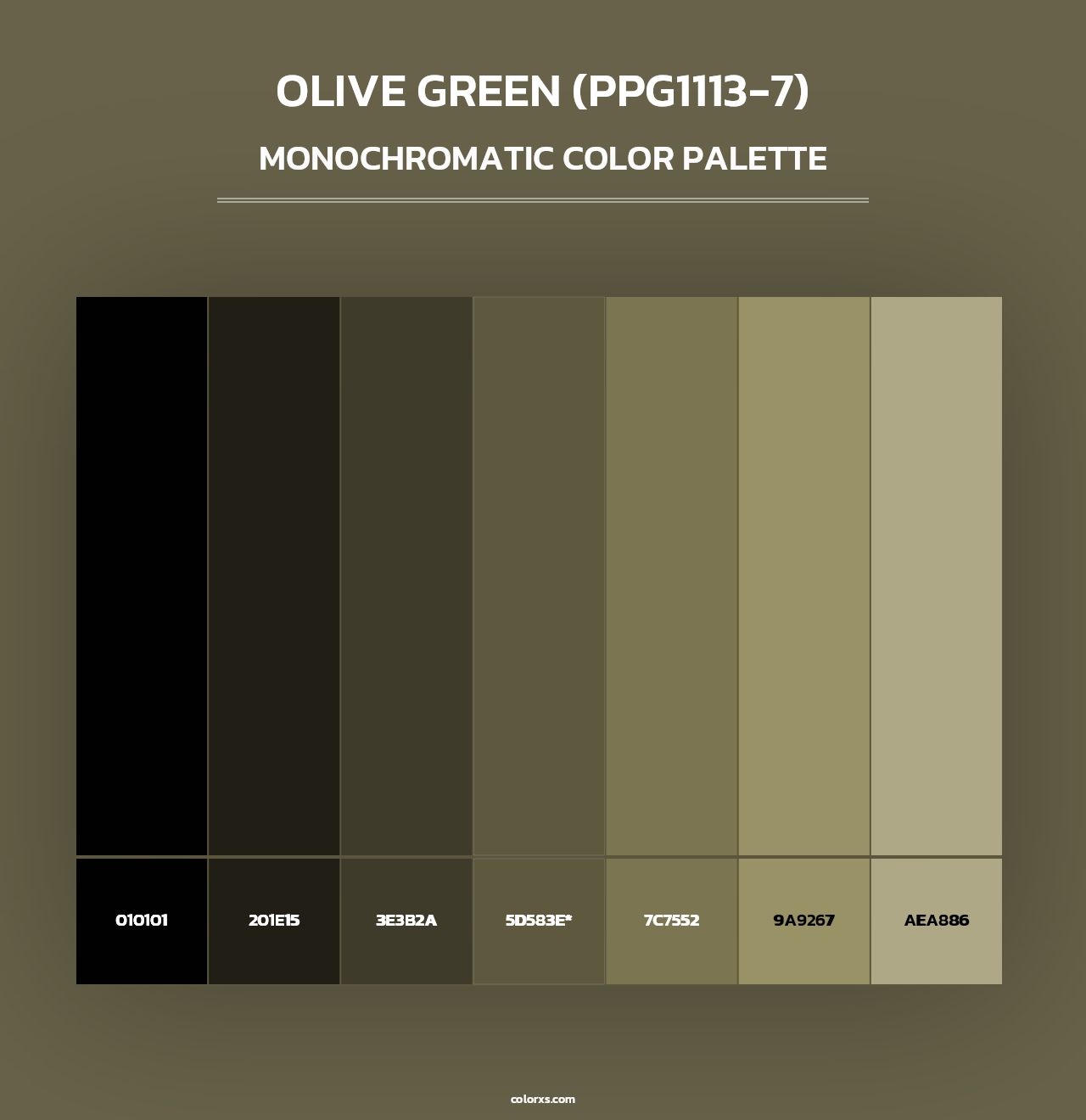 Olive Green (PPG1113-7) - Monochromatic Color Palette